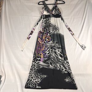 Pretty Young Thing Leopard Print Maxi Dress Padded Chest M